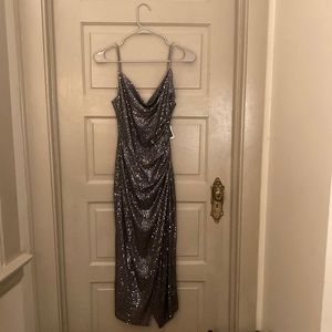 *NEW* Laundry by Shelli Segal Gray Sequin Midi Dress —Size 0